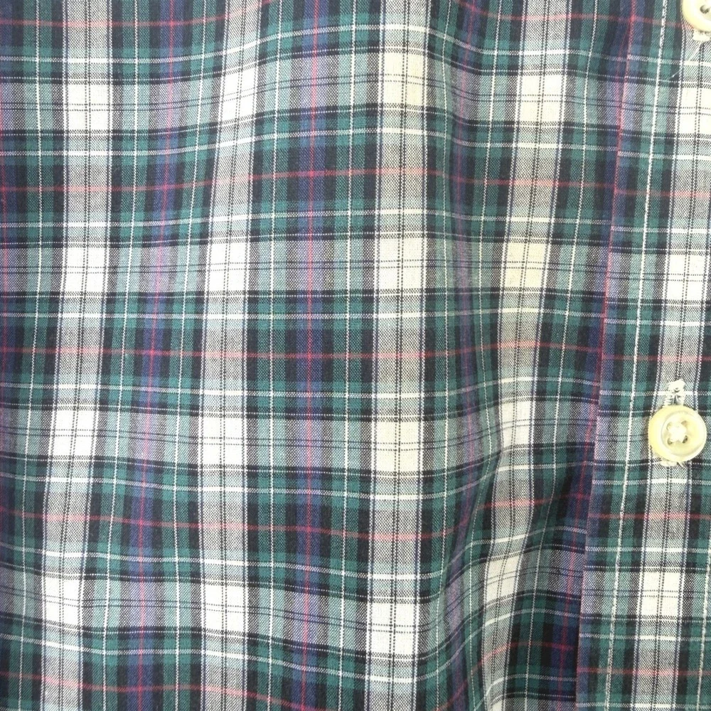 Ralph Lauren Plaid Button‎ Down Shirt Long Sleeve Cotton Green Blue Boys Size M